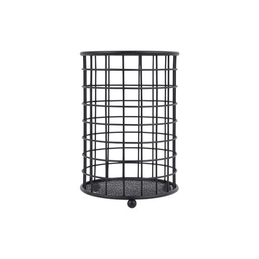 Black Metal Mesh Utensil Holder – L: 4.49 in x W: 4.49 in x H: 6.81 in – by HenlePro