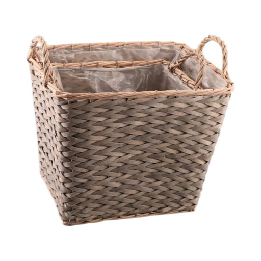 Rustic Wicker Planter Duo – 11 x 9 x 9 / 14 x 11 x 11 in – by HenlePro