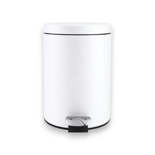 Sleek Pedal Metal Bin - White – L: 10.83 in x W: 9.84 in x H: 14.57 in – by HenlePro
