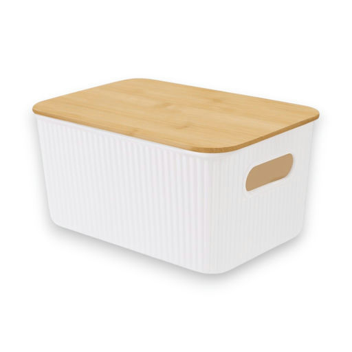 Bamboo Organizer Box - Plastic Base – L: 10.83 in x W: 7.09 in x H: 5.12 in – by HenlePro