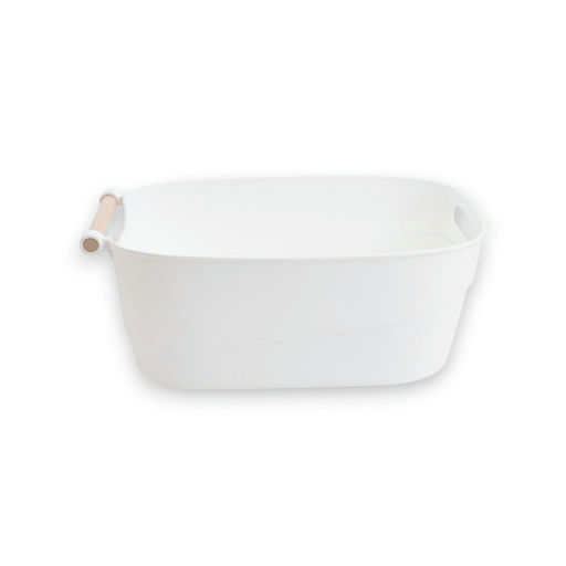 White Wooden Basket – L: 15.35 in x W: 8.66 in – by HenlePro