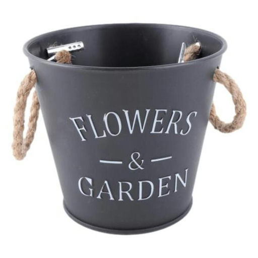Rustic Rope Metal Planter (Plastic) – L: 5.91 in x W: 5.12 in – by HenlePro