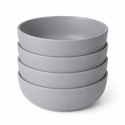 Modern Grey Stoneware Bowls (4 Pcs) – H: 2.56 in / D: 7.48 in – by HenlePro