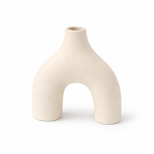 Ceramic Curved Vase – 3.31 x 7.17 x 7.25 in – by HenlePro
