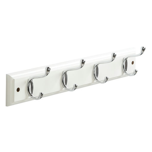 Deco 4 Wall Hooks On Board White – L: 15.75 in x W: 2.36 in – by HenlePro
