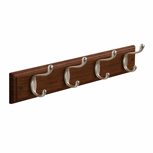 Dark Wood 4 Hook Rack – L: 15.75 in x W: 2.36 in – by HenlePro