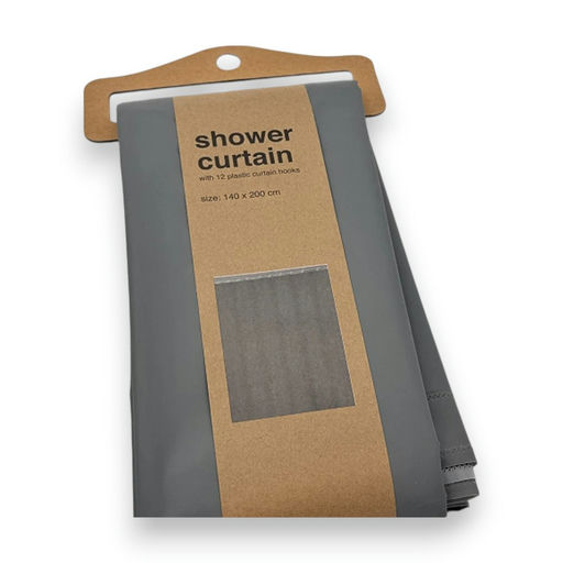 Grey Plastic Shower Curtain – L: 78.74 in x W: 55.12 in – by HenlePro