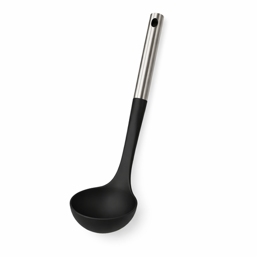 Black Silicone and Stainless Steel Ladle – L: 13.39 in x W: 3.54 in – by HenlePro