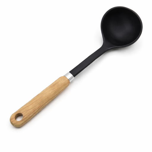 Soup Ladle with Wood Grain Nylon Handle – L: 1.2 in x W: 1.2 in x H: 1.2 in / 1.2 lbs – by HenlePro