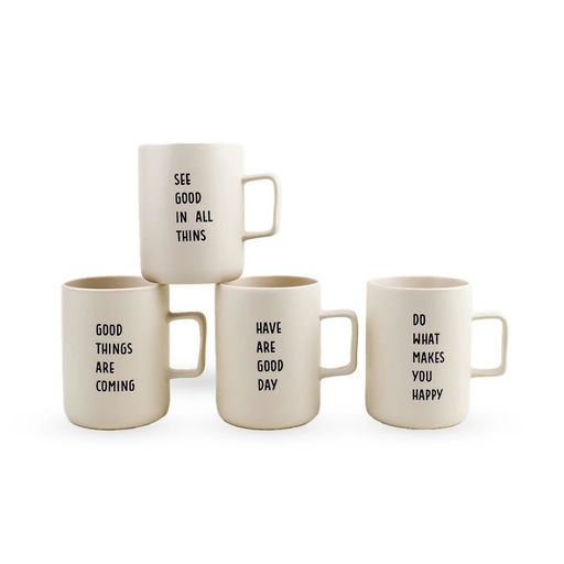 Positive Phrases Ceramic Mug Set – 350 ml – by HenlePro
