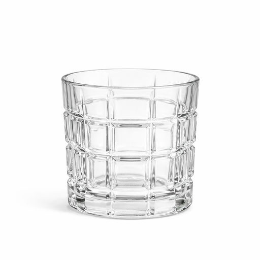 Grid Textured Glass Tumbler (D: 3.15 in) – SKU 0307 – by HenlePro