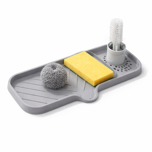 Silicone Sink Organizer Tray – L: 9.65 in x W: 5.91 in x H: 0.67 in – by HenlePro