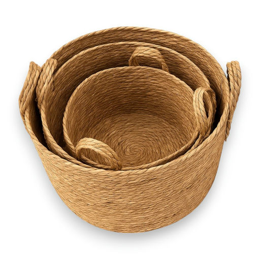 Seagrass Storage Baskets – D: 16 x H: 12 / D: 18 x H: 14 / D: 20 x H: 16 in – by HenlePro