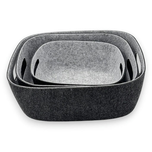 Felt Storage Bin Set – 10 x 8 x 5 / 13 x 9 x 6 / 15 x 10 x 6 in – by HenlePro