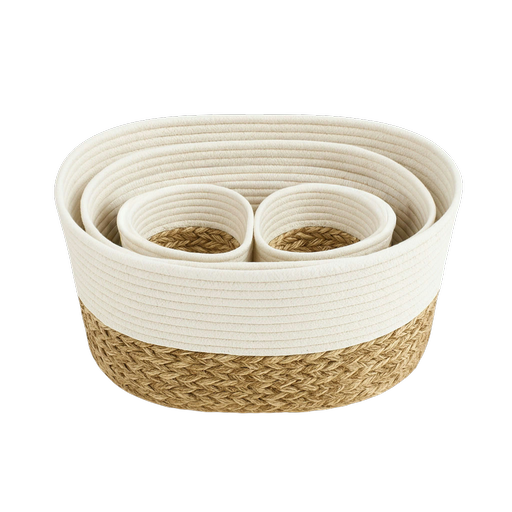 Set of Mixed Cotton Rope Baskets (4 PCS) – 16 x 10 x 6 / 7 x 7 x 5 / 5 x 7 in – by HenlePro