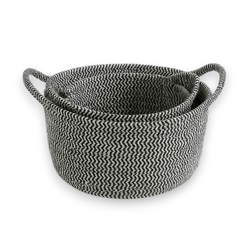 Set of Woven Cotton Rope Baskets (2 PCS) – 13 x 7 / 11 x 6 in – by HenlePro