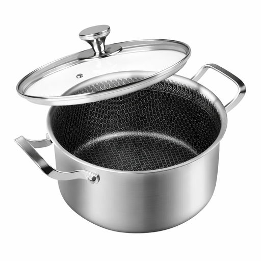 Honeycomb Stockpot with Tempered Glass Lid (D: 9.45 in) – by HenlePro