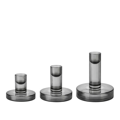 Set Of Pressed Glass Candle Holders (3 Pcs) – 3 x 3 / 4 x 4 / 5 x 6 in – by HenlePro