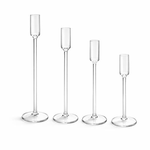 Set Of Glass Candle Holders (4 Pcs) – 12 / 10 / 9 / 7 in – by HenlePro