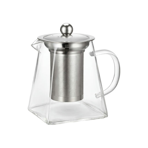 Square Glass Tea Pot With Infuser – W: 3.35 in x H: 6.69 in – by HenlePro