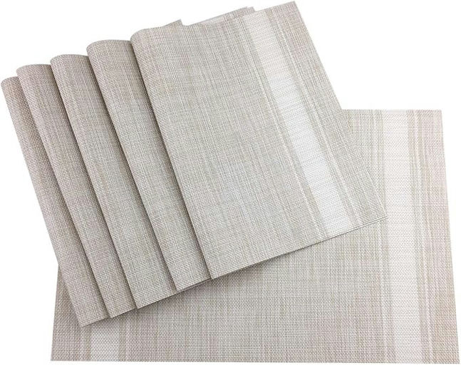 Striped Placemat White - Polyester – L: 17.72 in x W: 11.81 in – by HenlePro