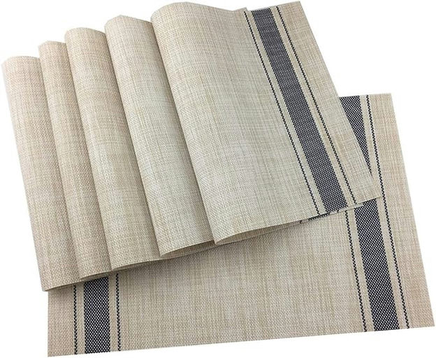Striped Placemat Blue - Polyester – L: 17.72 in x W: 11.81 in – by HenlePro
