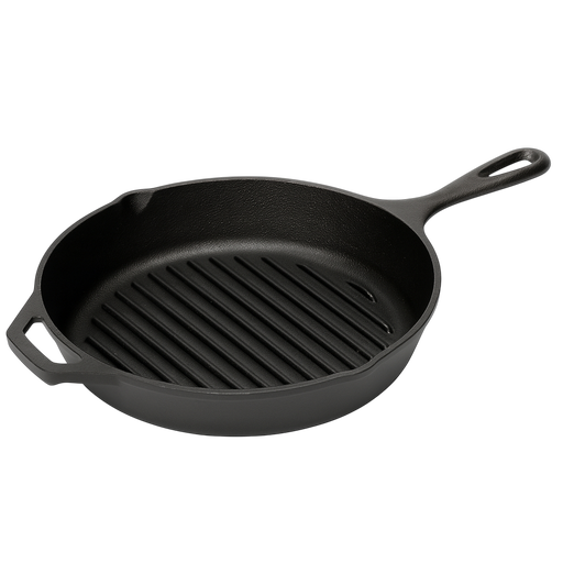 Cast Iron Square Round Grill Pan – D: 9.5 in – by HenlePro