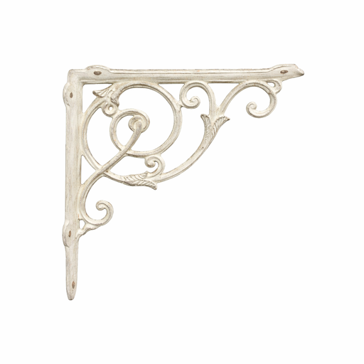 Cast Iron Plant & Shelf Bracket (2Pcs) White – L: 9 in x H: 8 in – by HenlePro