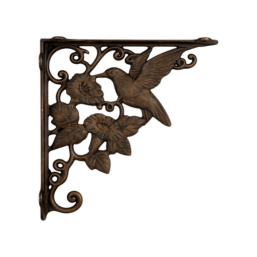 Cast Iron Plant & Shelf Bracket (2Pcs) Brown – L: 10 in x H: 8 in – by HenlePro