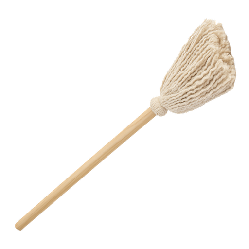 Dishes Cotton Hand Mop W/ Wood Handle – H: 14 in – by HenlePro