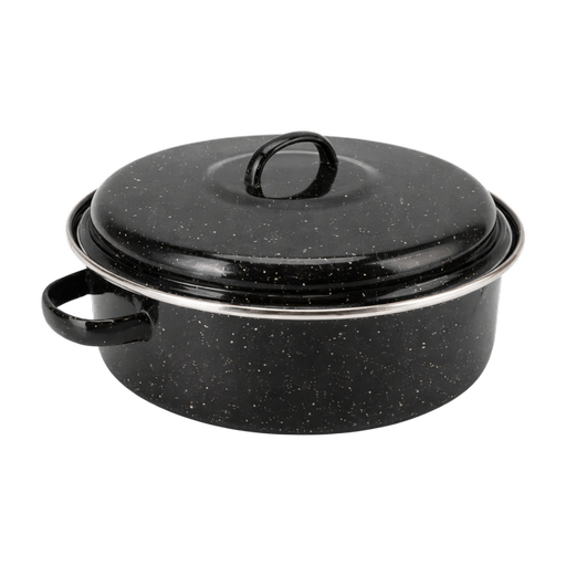Black Enamel Round Roaster (3 Lbs - 1.4 Kgs) – L: 10 in – by HenlePro