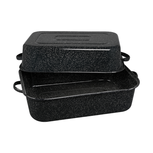 Black Granit Stone Enamel Rectangular Roaster (2 Lbs - 1.4 Kgs) – L: 17.25 in x W: 12.75 in – by HenlePro
