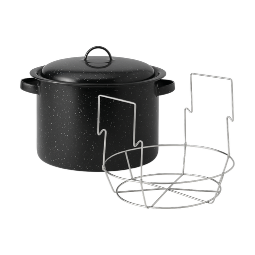 Black Enamel Granit Stone Canner With Inside Rack – 21 PTS / QTS – by HenlePro
