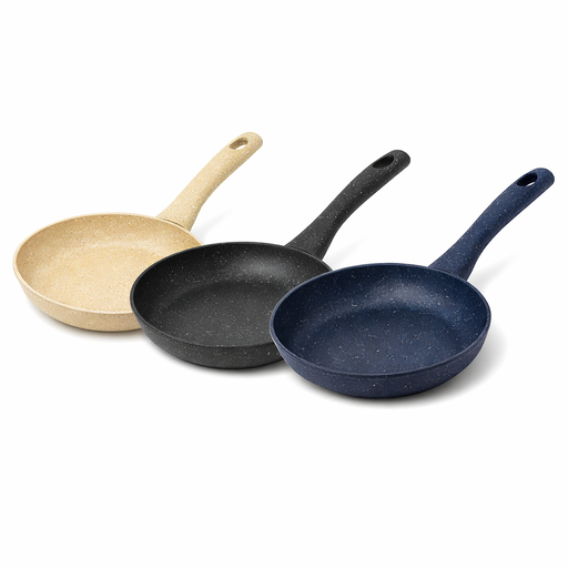 Nonstick Fry Pan Aluminum Base 3 Colors with Bakelite Handle (D: 9.45 in) – by HenlePro
