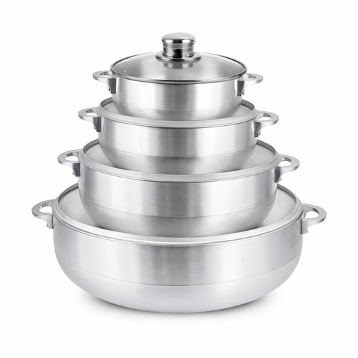 6Pcs Cast Aluminium Stock Pot + Lids – 12 mcx - pièces – by HenlePro
