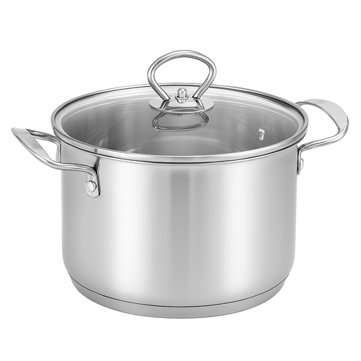 18/8 Stainless Steel Stock Pot with Tempered Glass Lid – 5.28 pintes qts – by HenlePro