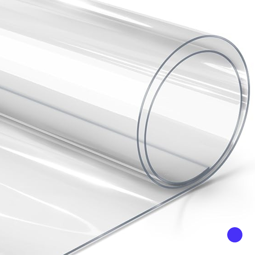 Clear PVC Table Covering (Gage 4) Blue – W: 54 in x 50 yds – by Coverol