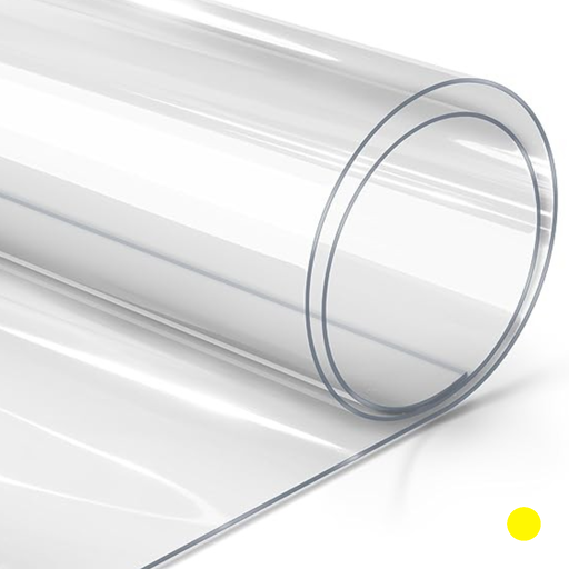 Clear PVC Table Covering (Gage 16) Yellow – W: 54 in x L: 18 yds – by Coverol