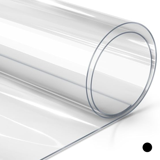 Clear PVC Table Covering (Gage 20) Black – W: 54 in x L: 22 yds – by Coverol