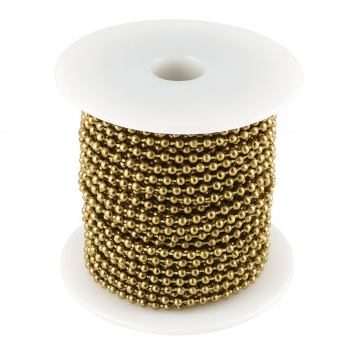 Round Brass Bead Chains (No. 3 - 9.64") – 500 ft / 167 yds – by HenlePro