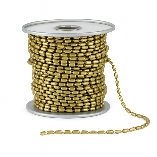 Bar Brass Bead Chains (No.6 - 1/8") – 100 ft / 34 yds – by HenlePro