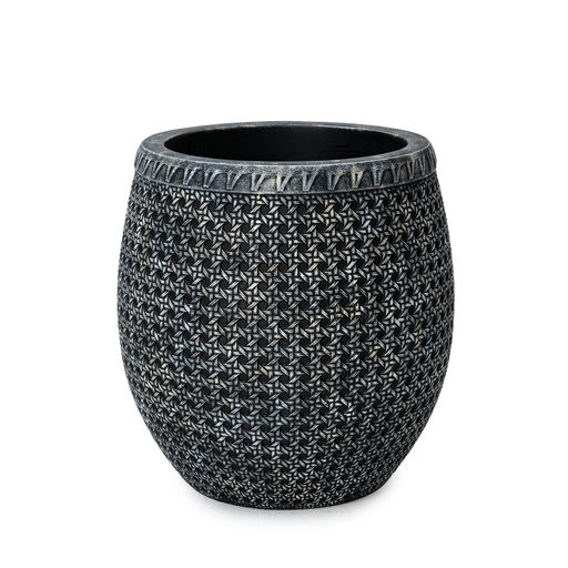 Wicker Small Aged Finish Black – H: 16 in / D: 16 in – by Le Présent