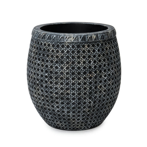 Wicker Large Aged Finish Black – H: 22 in / D: 22 in – by Le Présent