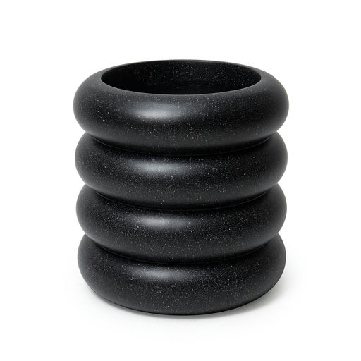 Donut Medium Granite Finish Black – H: 16 in / D: 16 in – by Le Présent